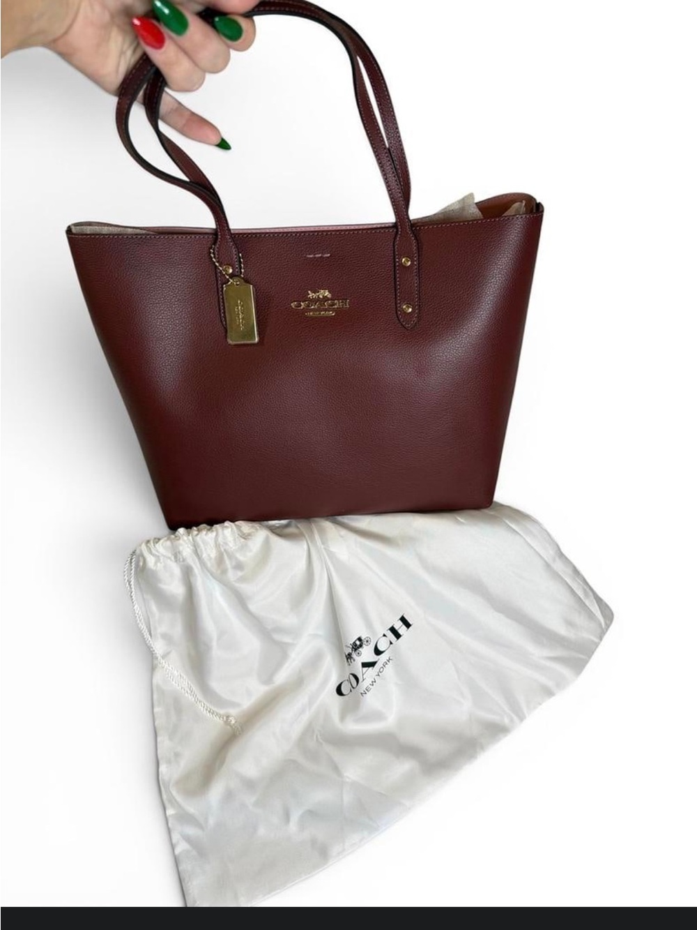 Coach Leather Town Tote Wine NWT w/Dust Bag $398 Retail